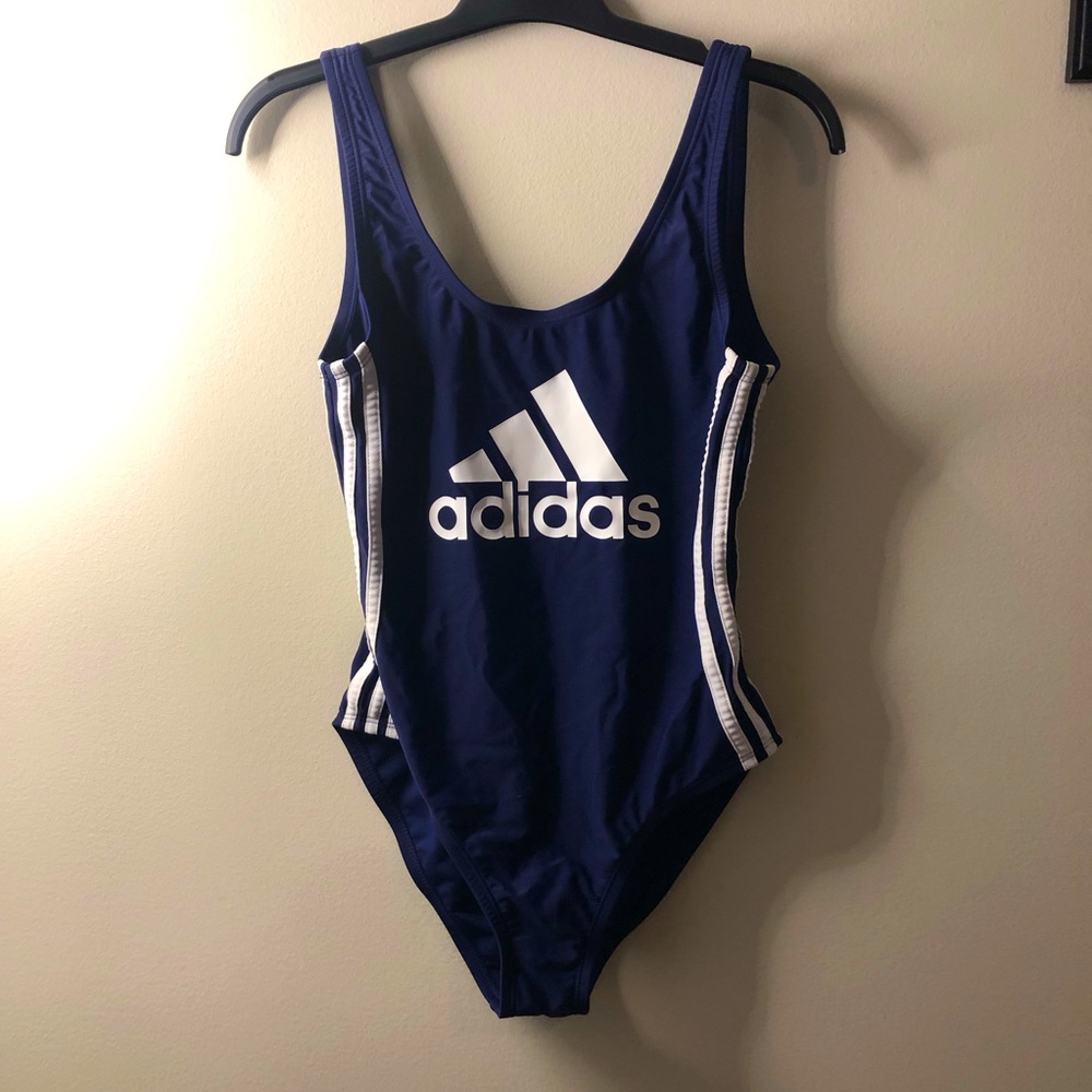 Adidas One piece bathing suit swim suit navy blue